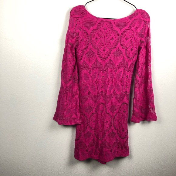 Nightcap Priscilla Crochet Lace Mini Dress Fuchsia - Picture 2 of 8